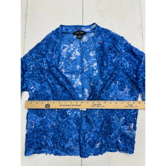 Jessica Howard Solid Blue Lace Long Sleeve Lingerie Cover Up Womens Size 14W - Picture 6 of 6